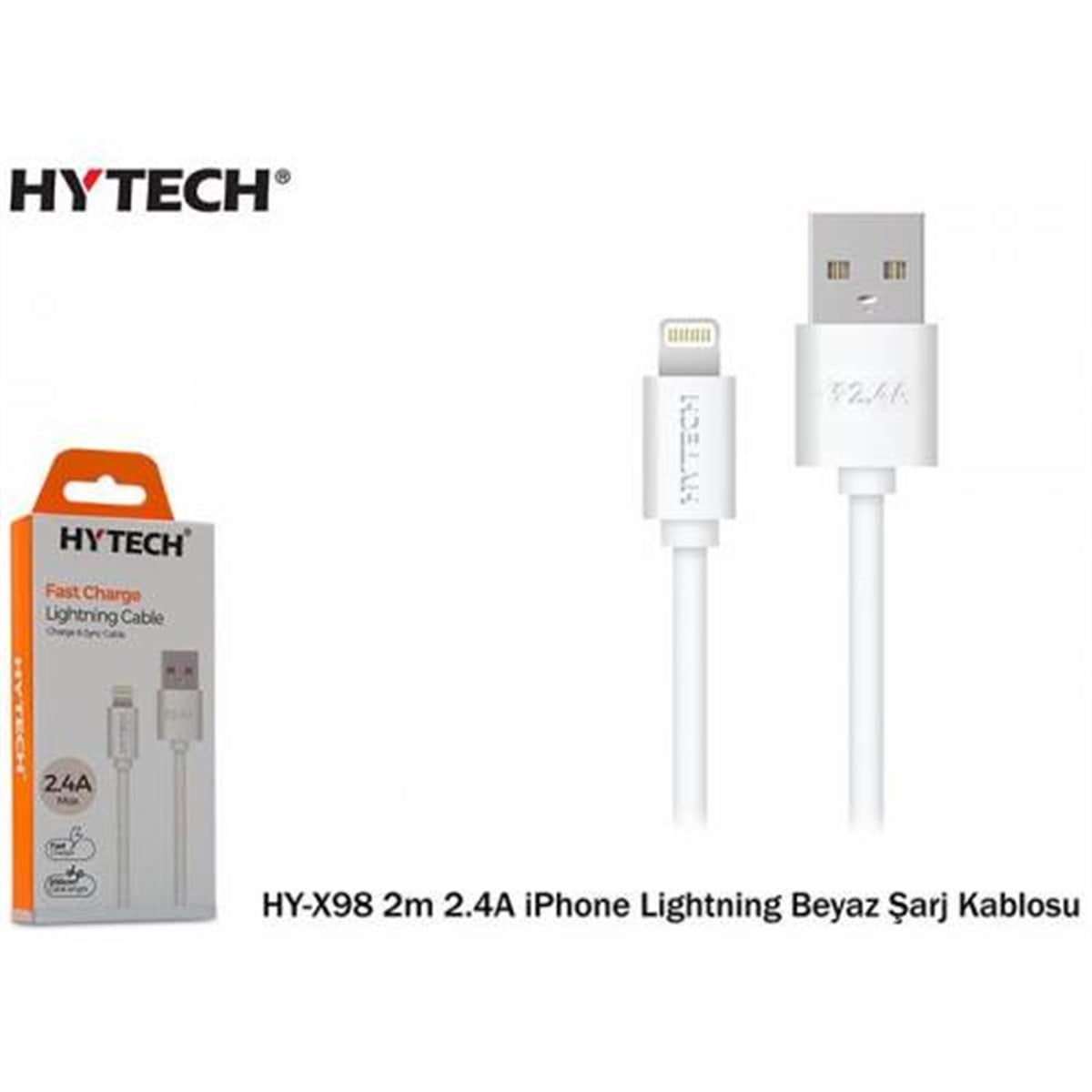 HYTECH X98 İPHONE LİGHTNİNG ŞARJ KABLOSU 2M 2.4A BEYAZ