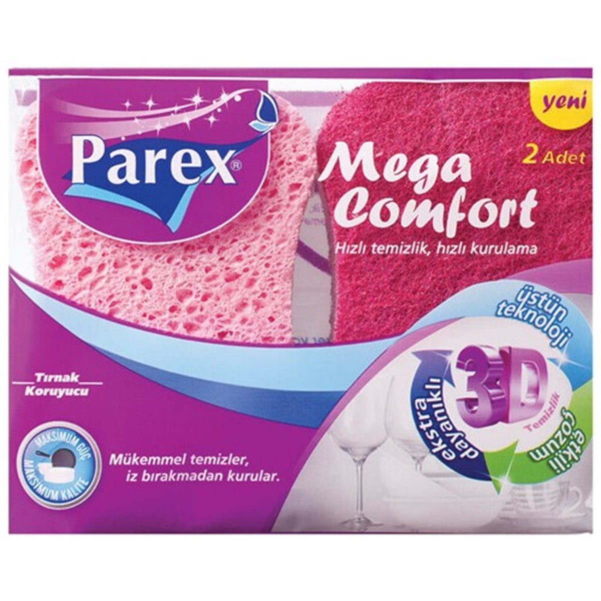 PAREX MEGA COMFORT OLUKLU SÜNGER 2 Lİ