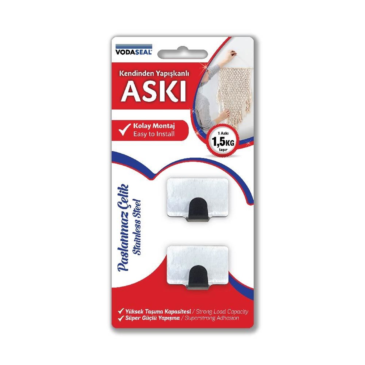 VODASEAL YAPIŞKANLI ASKI 2 Lİ KARE KROM