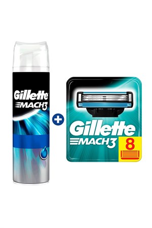 Tıraş ÜrünleriGilletteGillette Mach3 8'li Yedek Tıraş Bıçak + Mach3 Ekstra Konfor Jel 200 ml