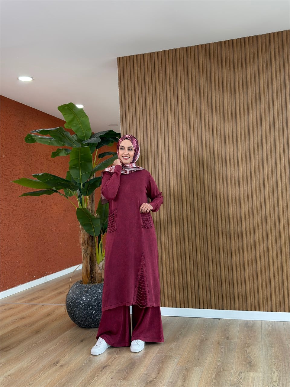 Aden % 100 Pamuk Tunik-Bordo