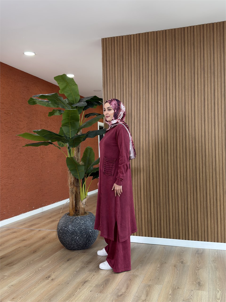 Aden % 100 Pamuk Tunik-Bordo