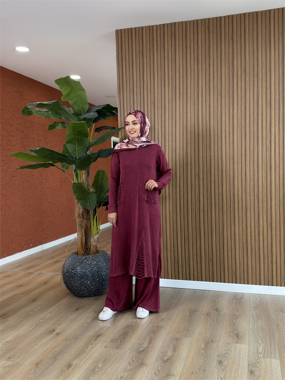 Aden % 100 Pamuk Tunik-Bordo