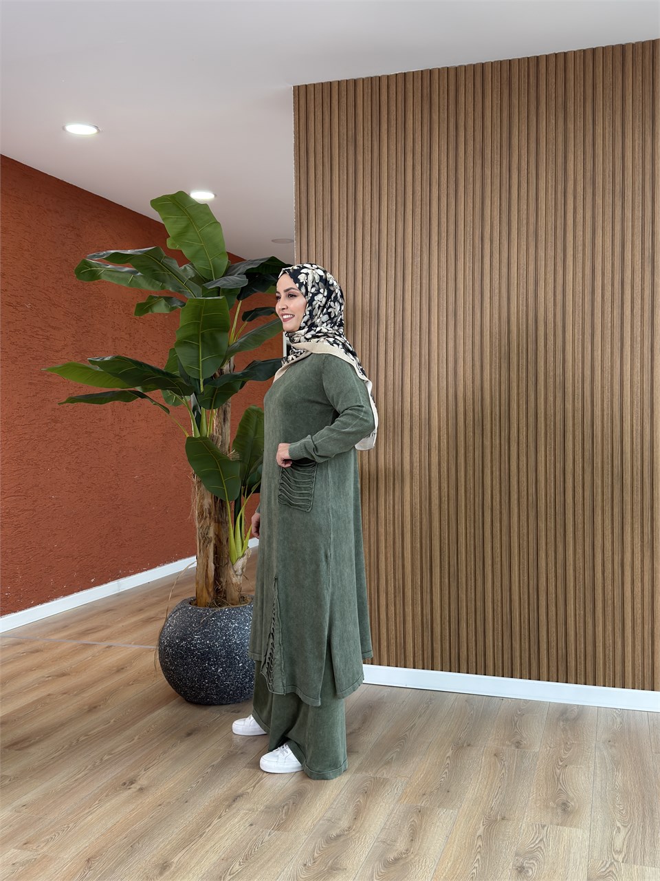 Aden % 100 Pamuk Tunik-Haki