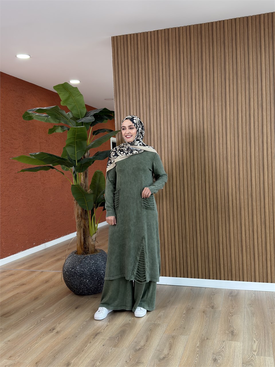 Aden % 100 Pamuk Tunik-Haki
