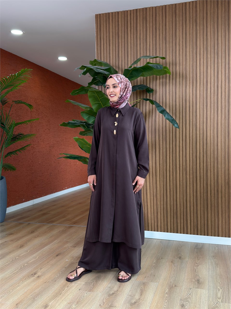 Akasya Tencel Takım-Kahverengi
