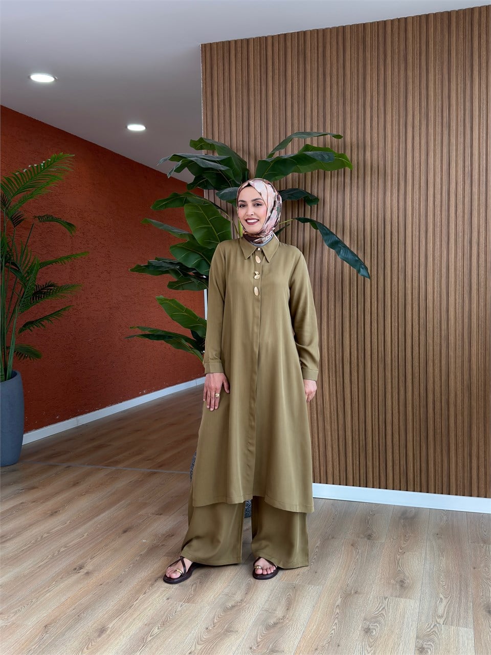 Akasya Tencel Takım-Yağ Yeşili