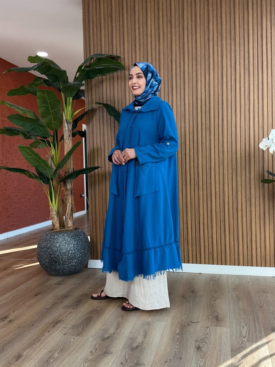 Alara Kadın Pamuk Kap-Mavi