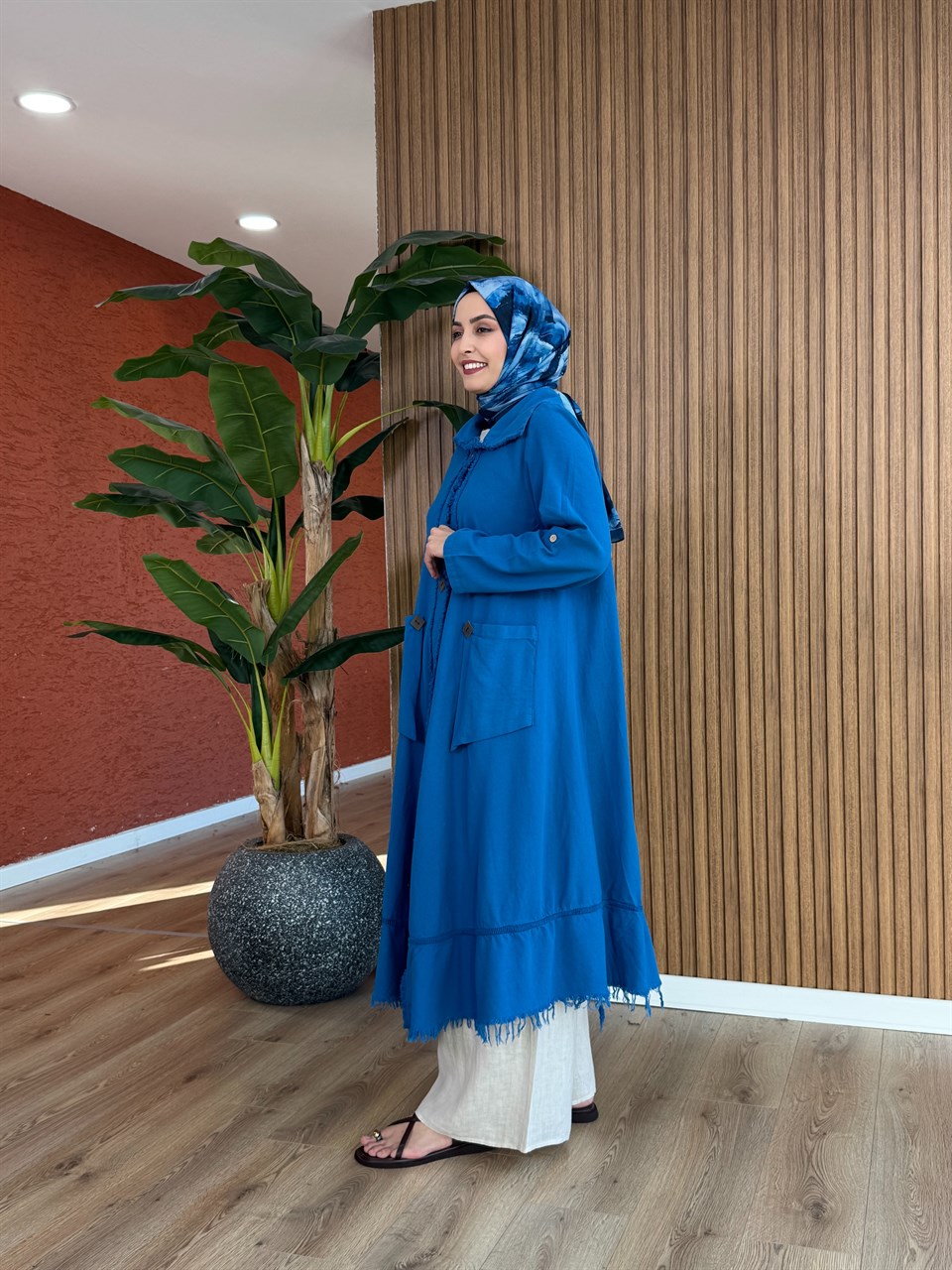 Alara Kadın Pamuk Kap-Mavi