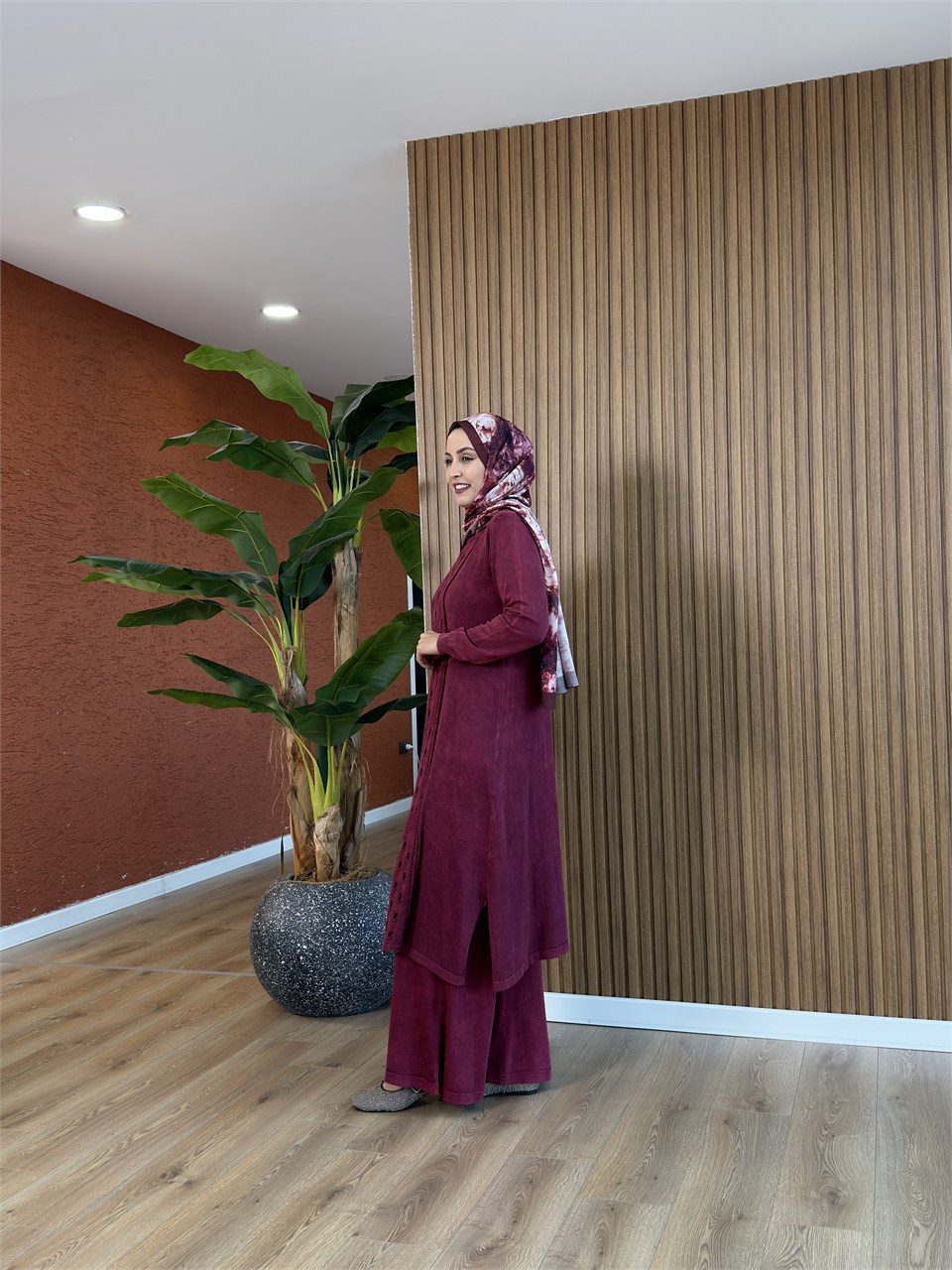 Asel % 100 Pamuk Tunik-Bordo