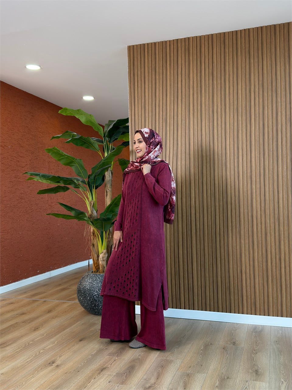 Asel % 100 Pamuk Tunik-Bordo