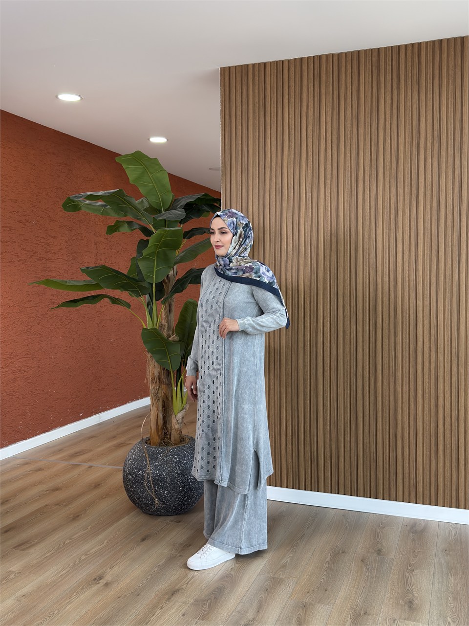 Asel % 100 Pamuk Tunik-Gri