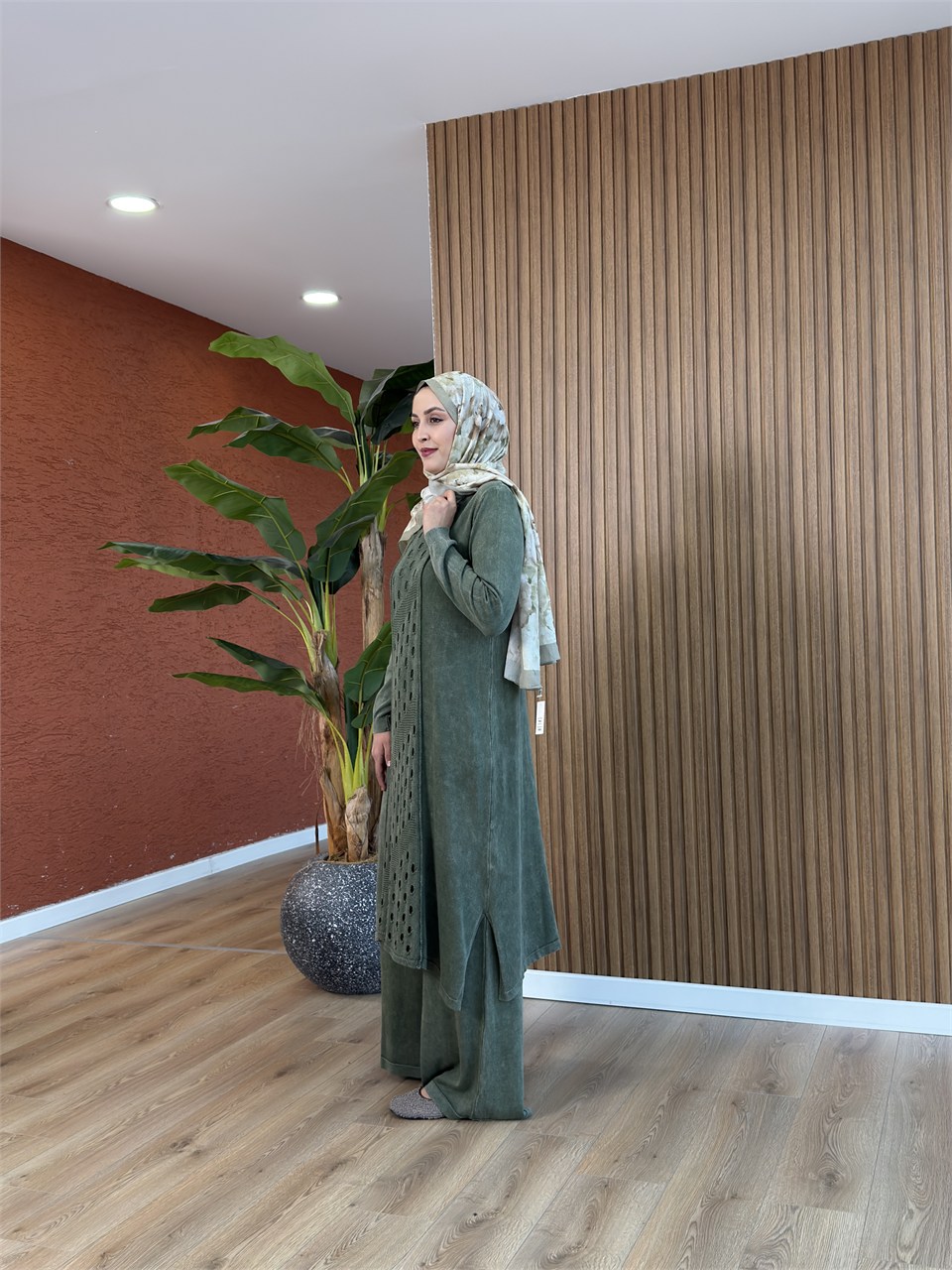 Asel % 100 Pamuk Tunik-Haki