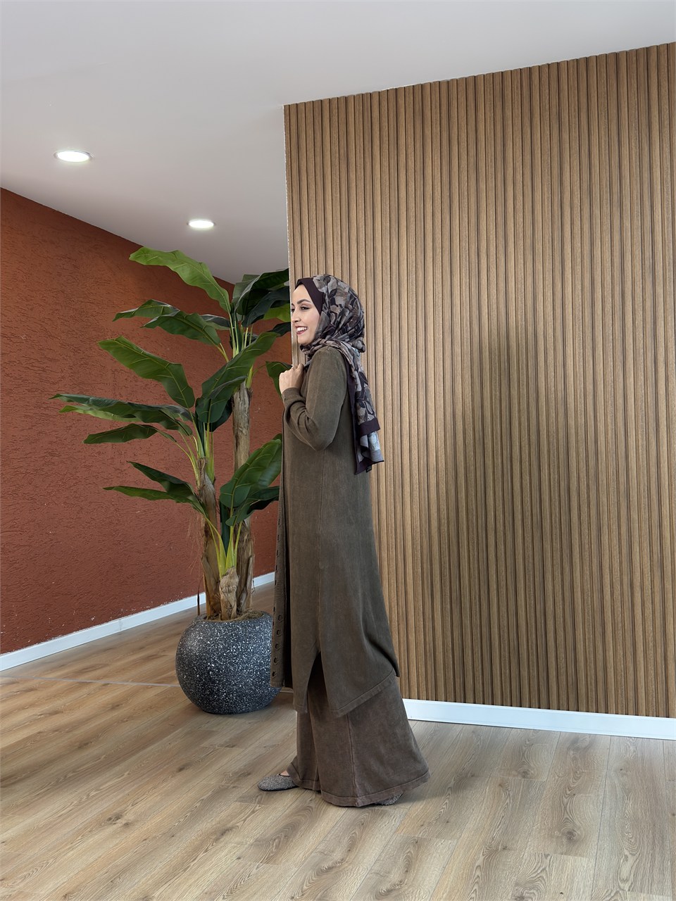 Asel % 100 Pamuk Tunik-Kahverengi