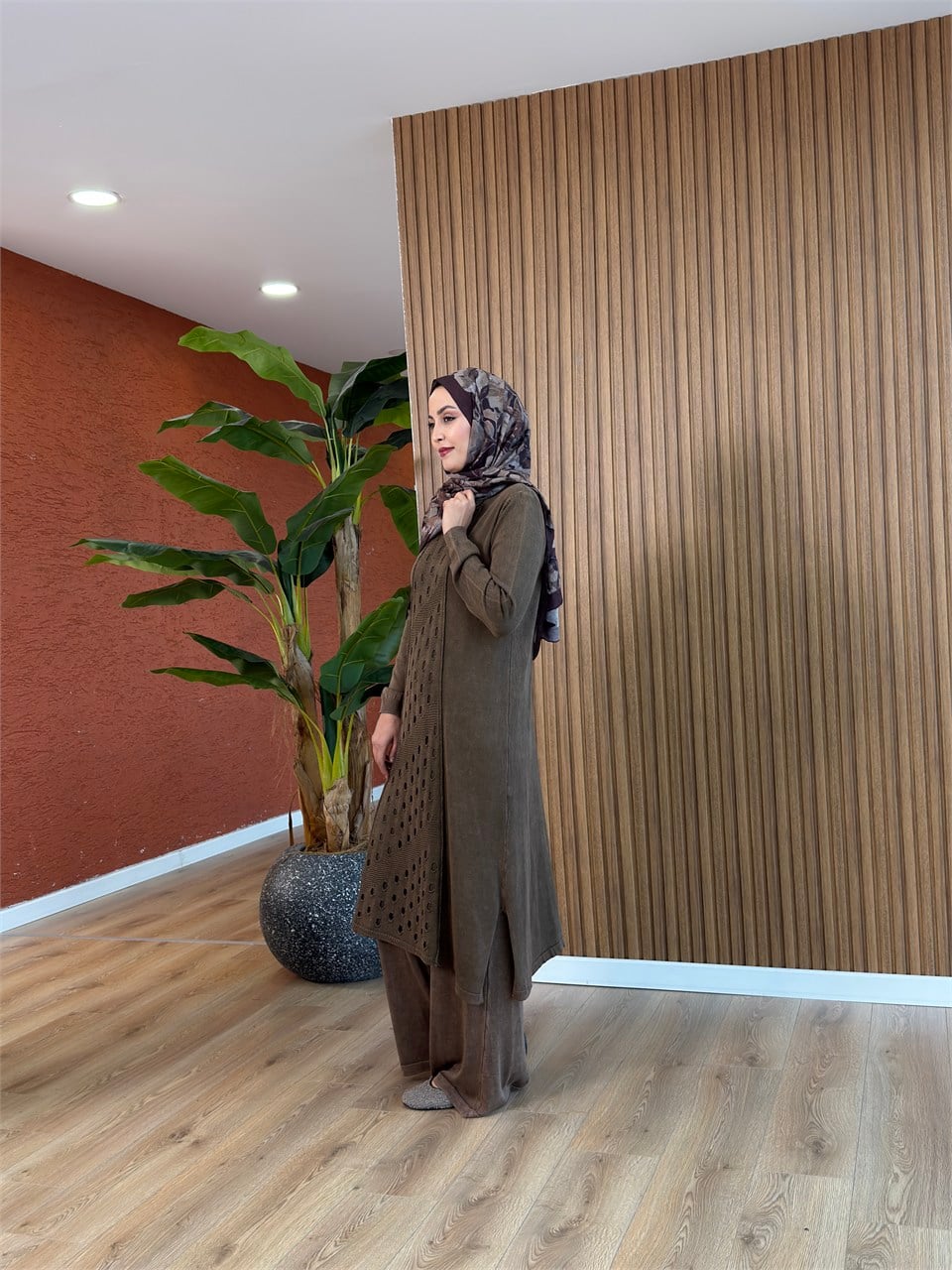 Asel % 100 Pamuk Tunik-Kahverengi