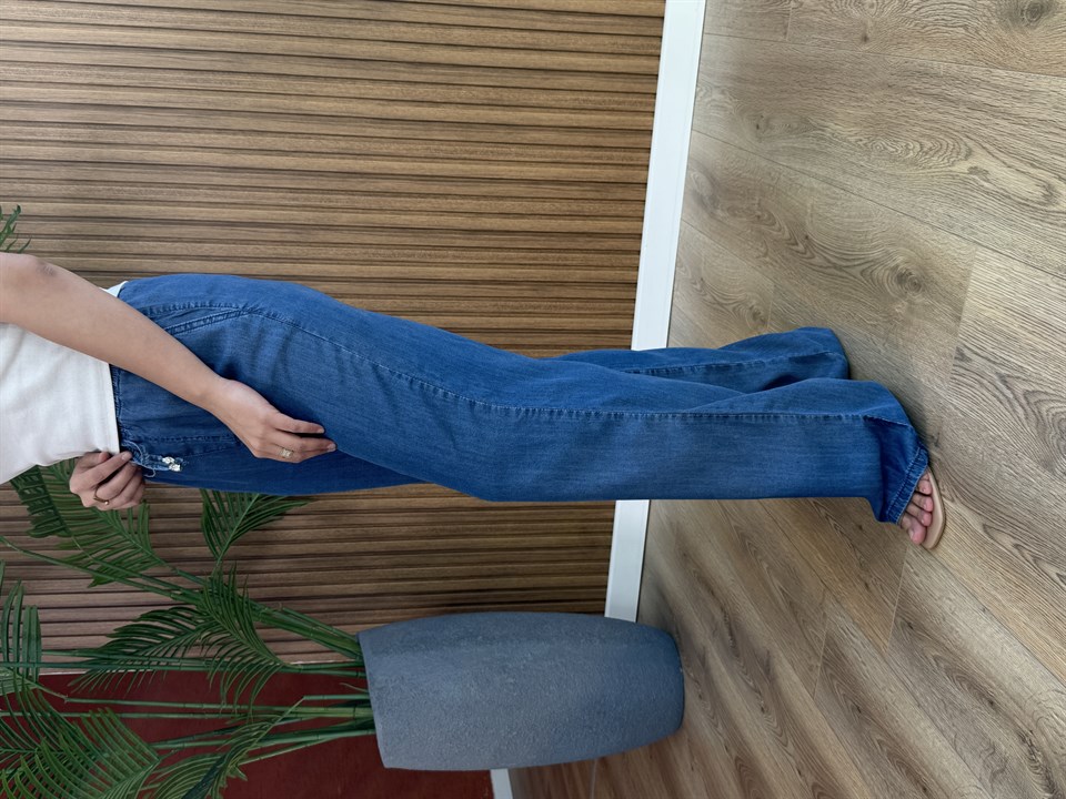 Bade Tencel Kot Pantolon-Mavi