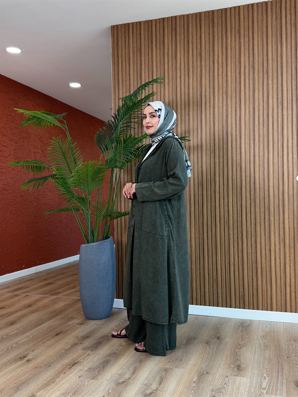 Berna Tencel Pamuk Takım-Haki