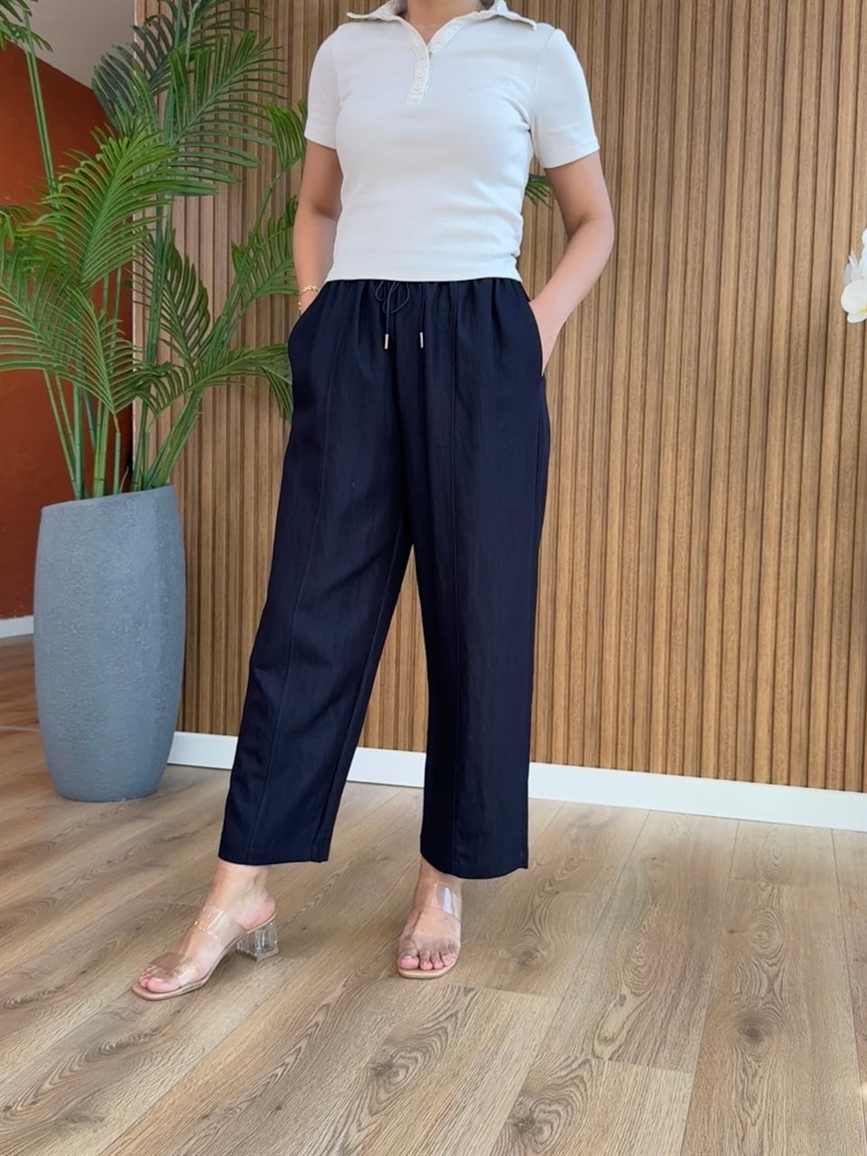 Dila Tencel Pantolon-Lacivert