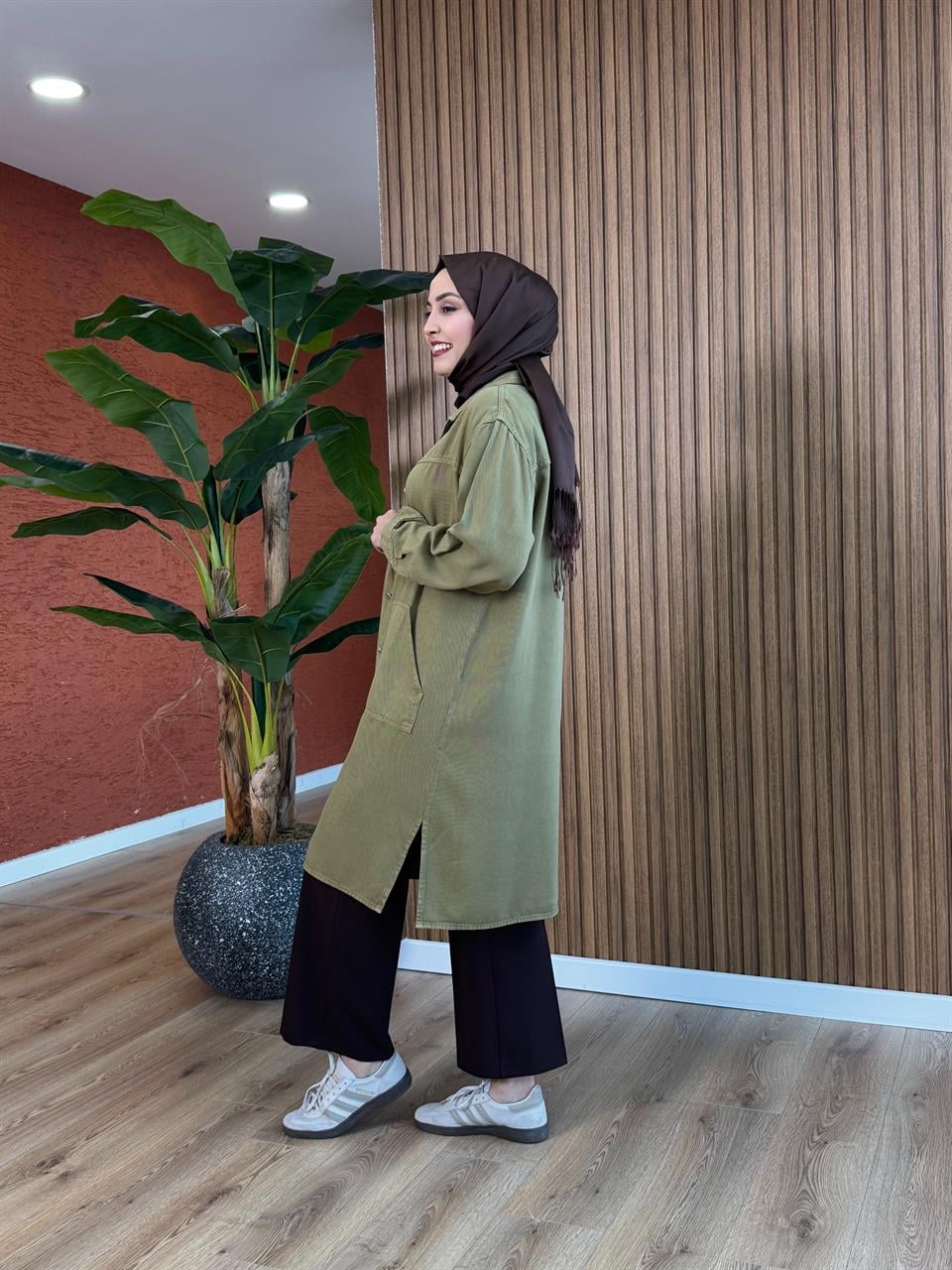 Eleni Tensel Kot Kap - Yağ Yeşili