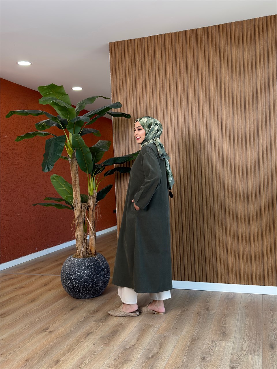 Esila İthal Kadife Tunik-Haki
