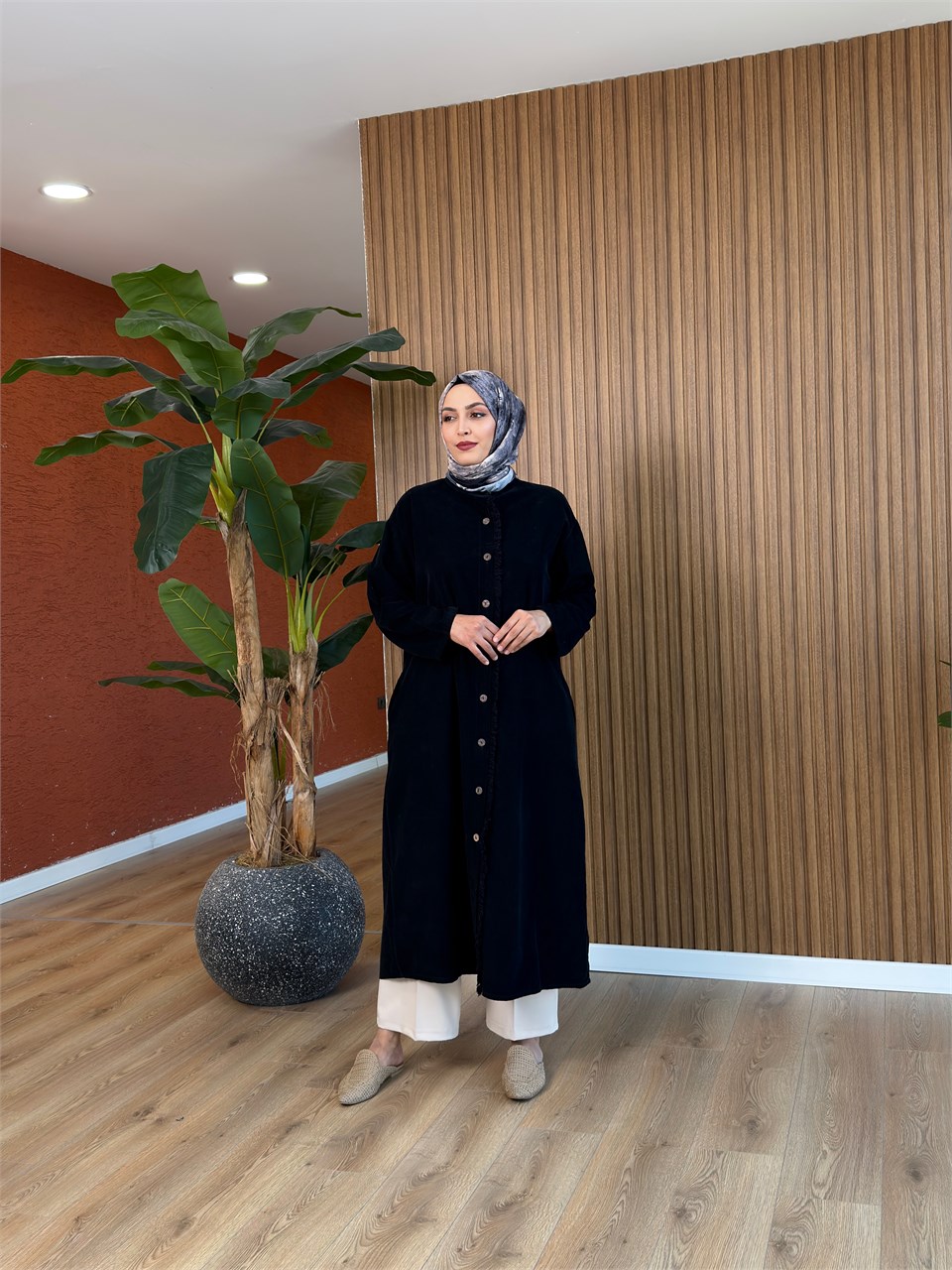 Esila İthal Kadife Tunik-Siyah