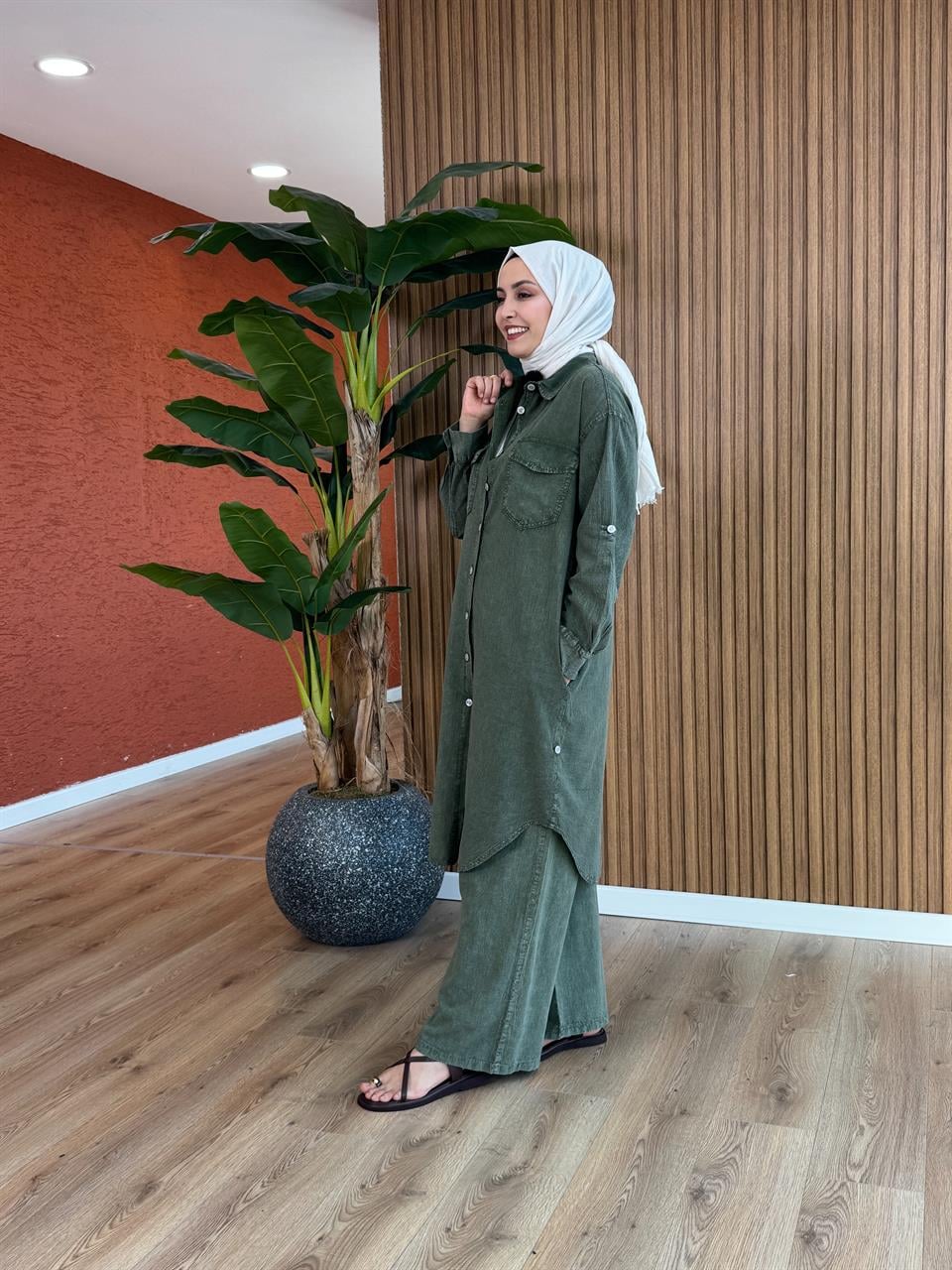 Esinti  Ara Boy Pamuk Tunik - Haki