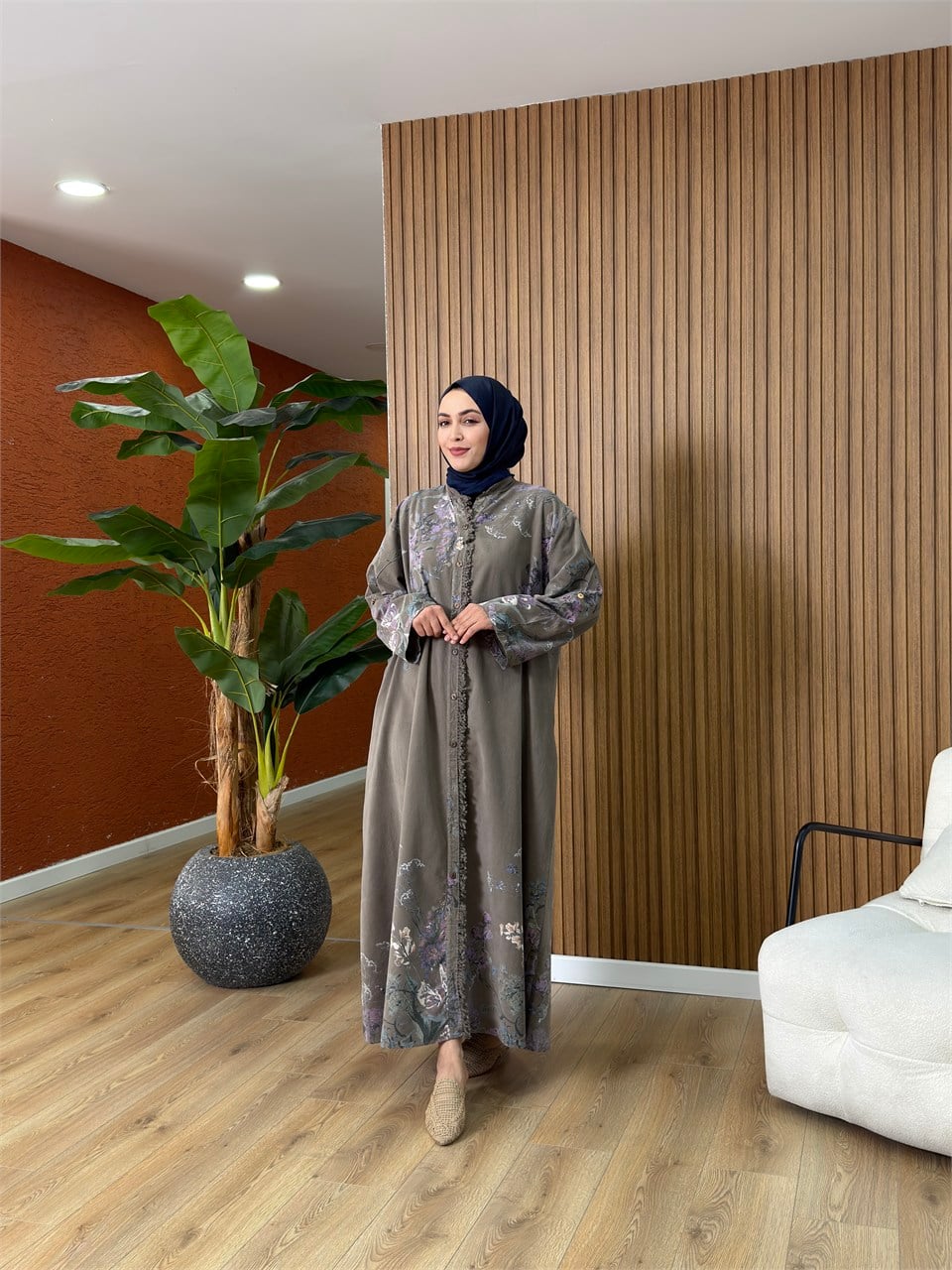 Ezgi Desenli Kadife Kap-Vizon