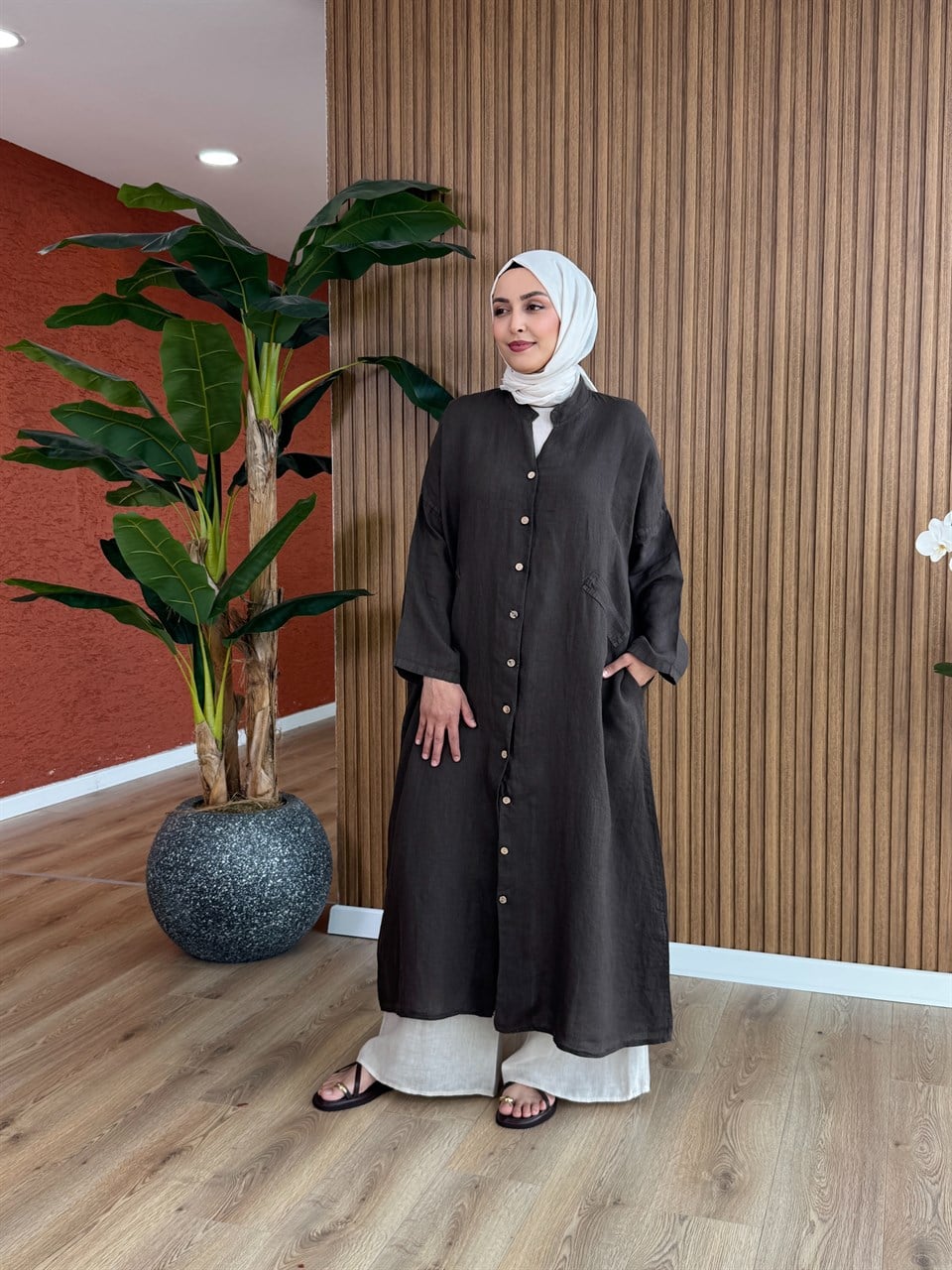 Lina  Ham Keten Kap-Kahverengi