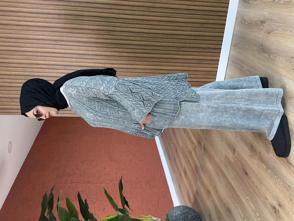 İnci Pamuk Acurlu Bluz-Gri