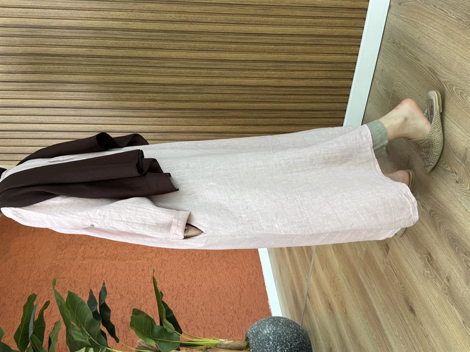 Kadın Brode Detaylı Elbise - Pudra