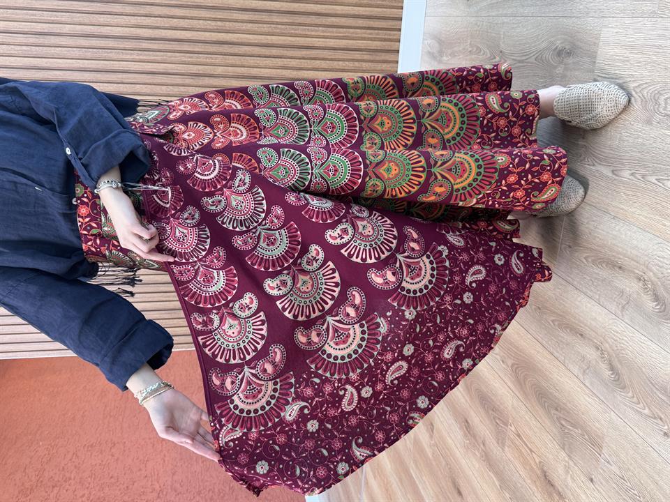Kadın Dolama Elsa Etek-Bordo