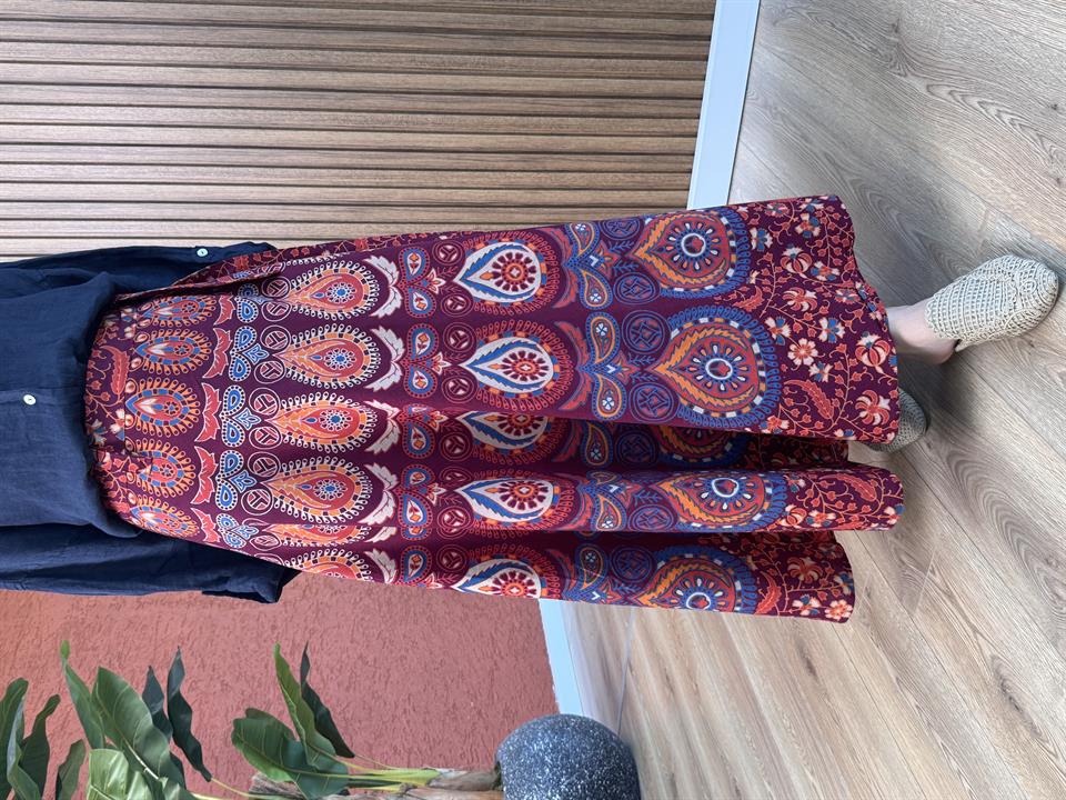 Kadın Dolama Rava Etek-Bordo