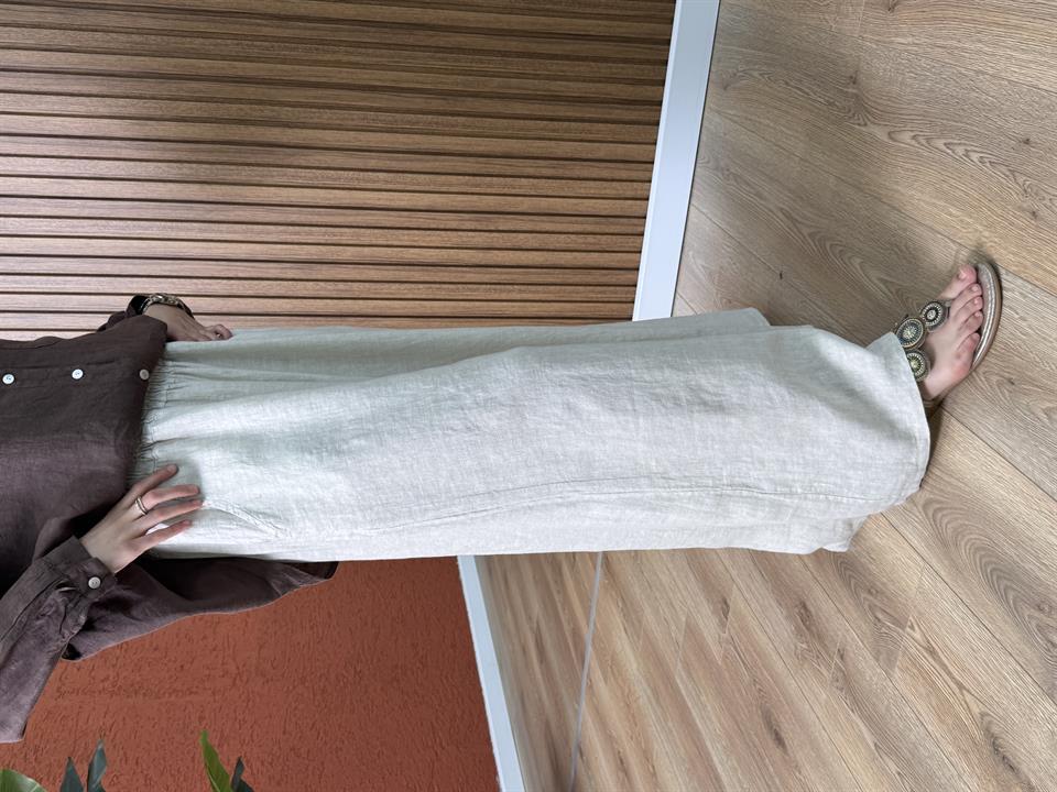 Maya İtalyan Keten Pantolon - Krem