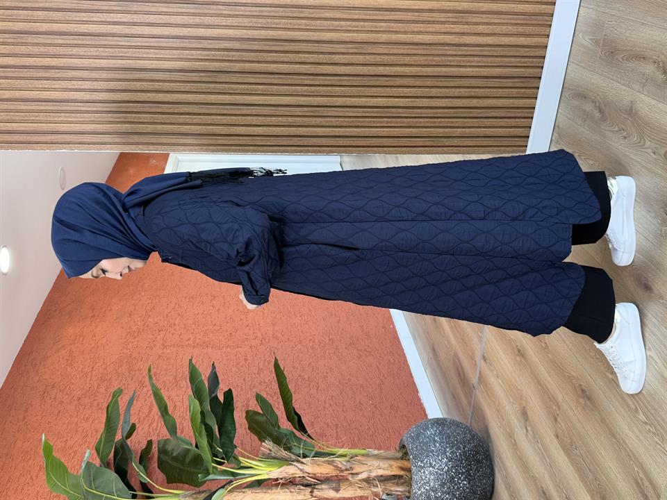 Kadın Kapitone Çıtçıtlı Kap - Lacivert