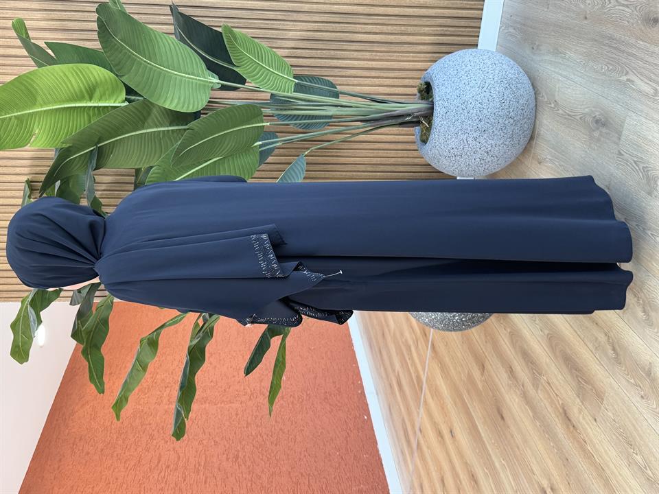 Kadın Medine İpeği Şal Ferace Takım -Lacivert