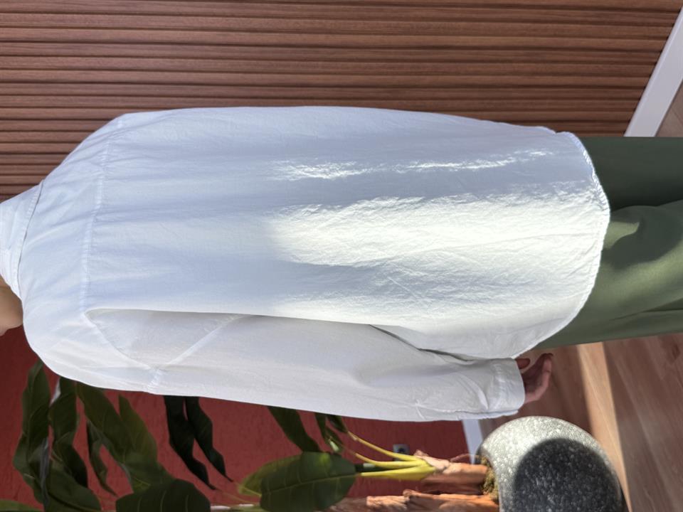 Kadın Pamuk Cepli Gömlek-Beyaz