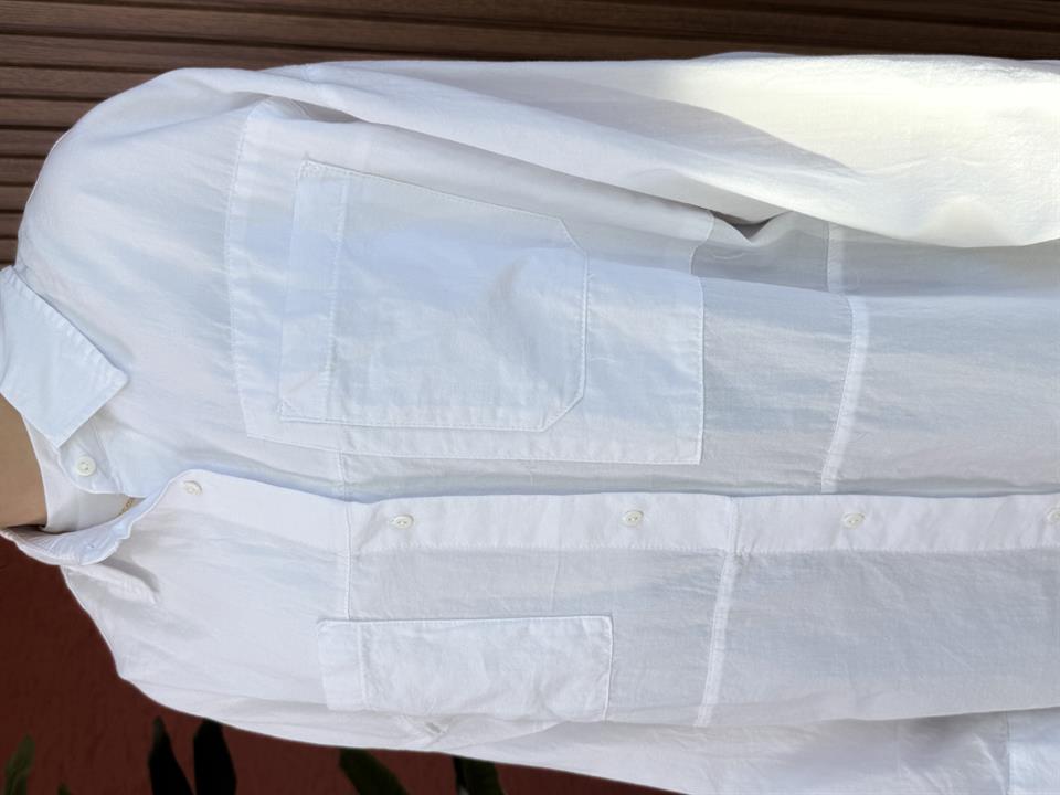 Kadın Pamuk Cepli Gömlek-Beyaz