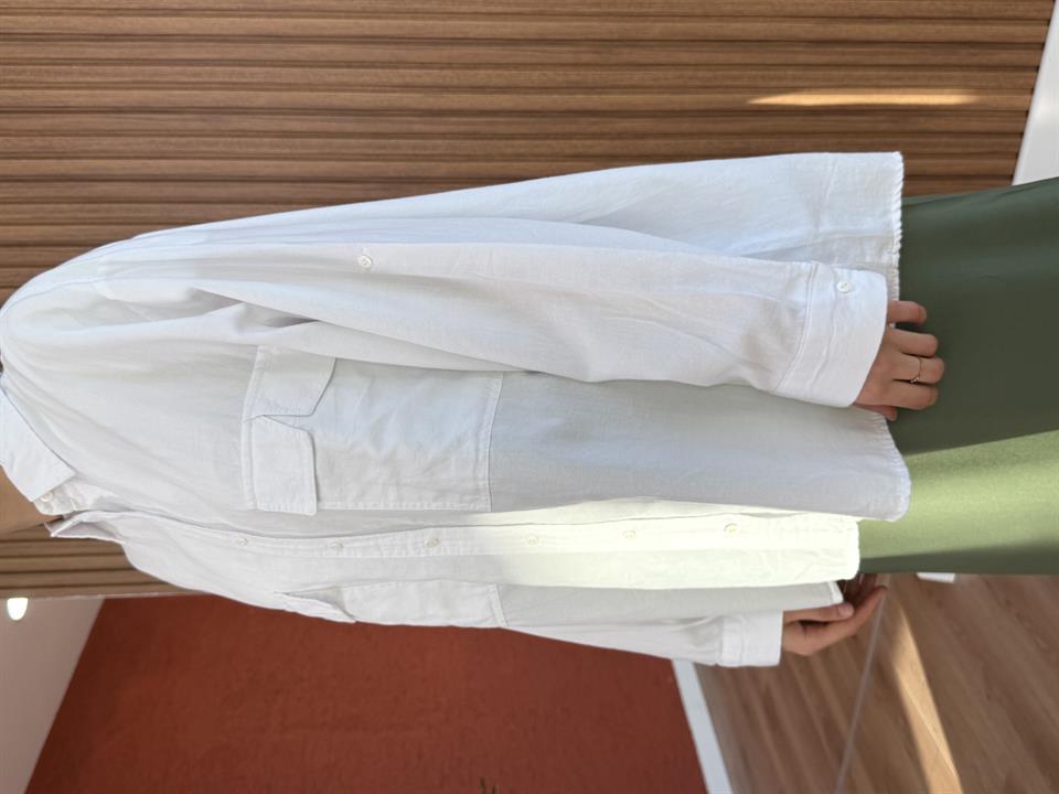 Kadın Pamuk Gömlek-Beyaz