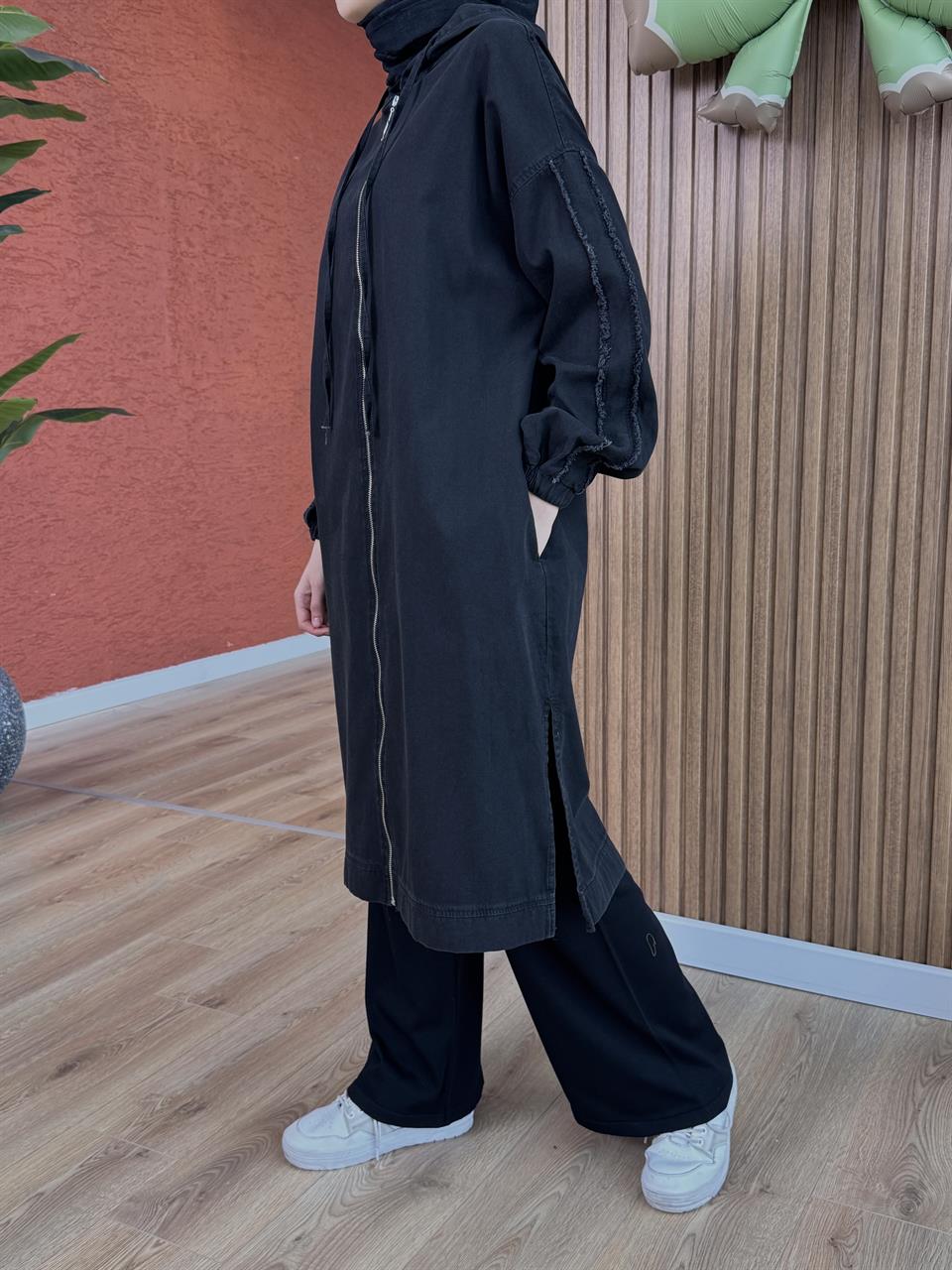 Kadın Tencel Kot Kap-Lacivert