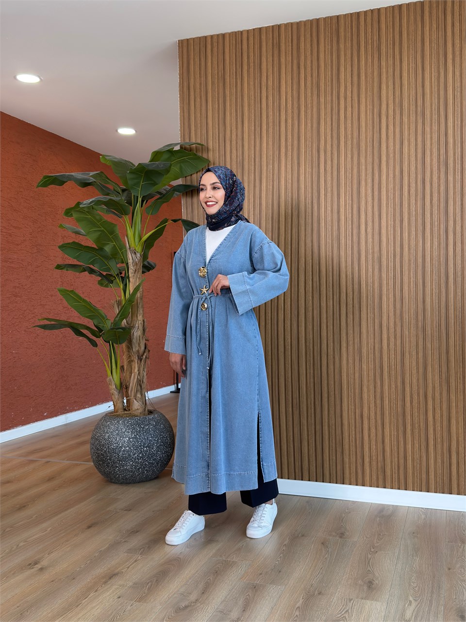 Lale Tencel Kot Kap-Açık Mavi