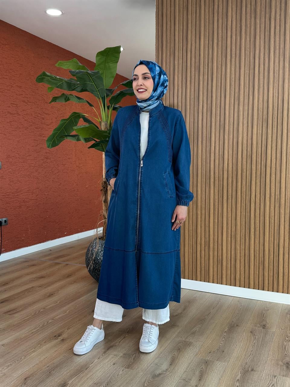Maysa Kadın Tencel Kot Kap-Mavi