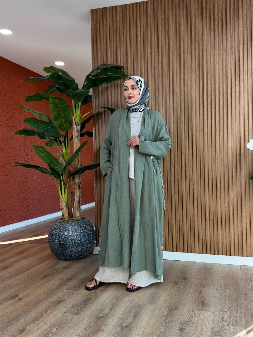 Miray Halat Detay Keten Kap-Haki