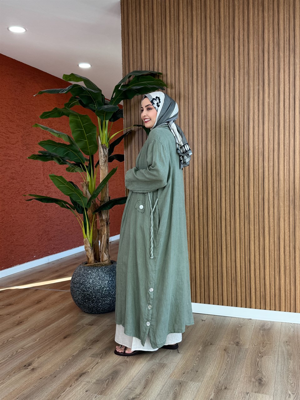 Miray Halat Detay Keten Kap-Haki