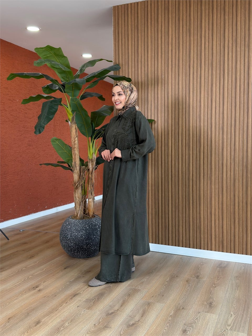 Nevra Tencel Takım -Haki