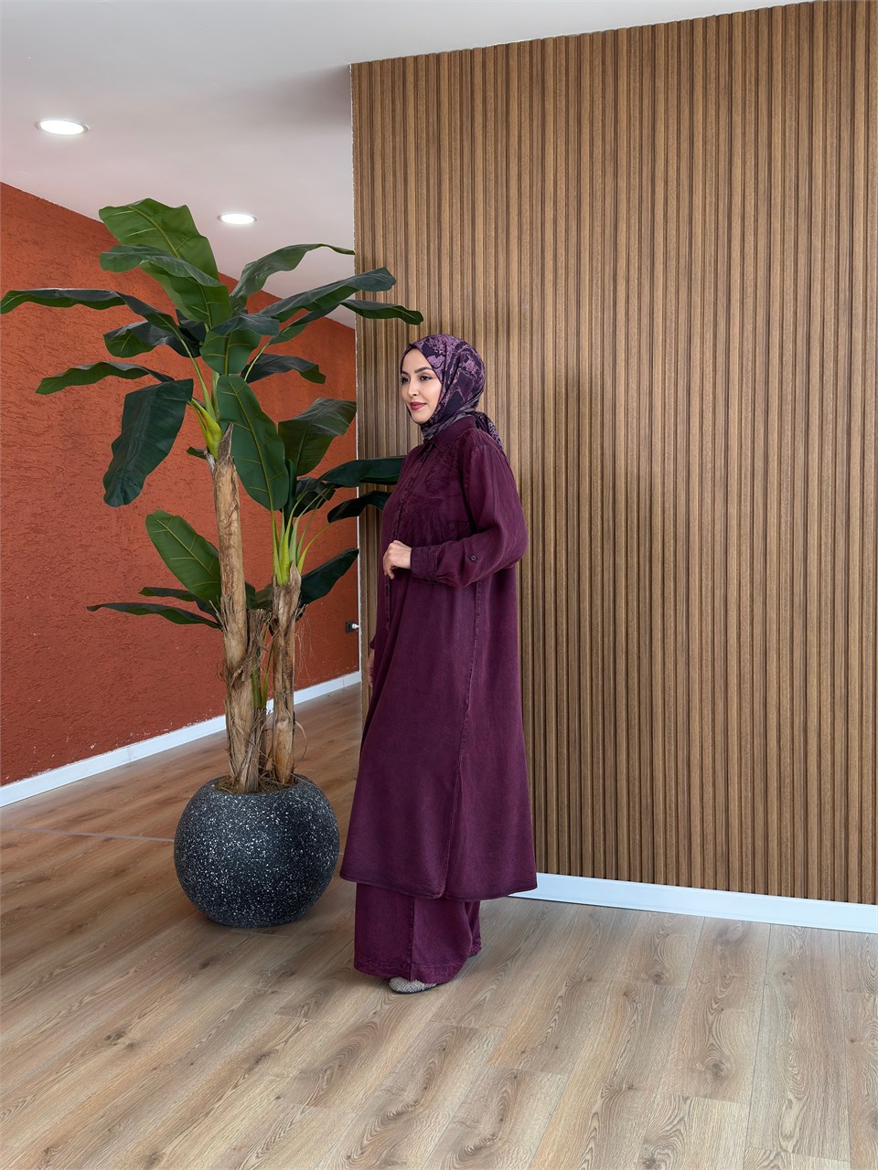 Nevra Tencel Takım -Mürdüm