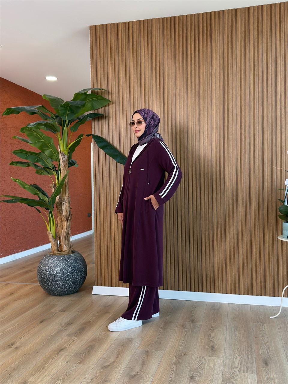 Nora Şerit Detay Takım-Mürdüm