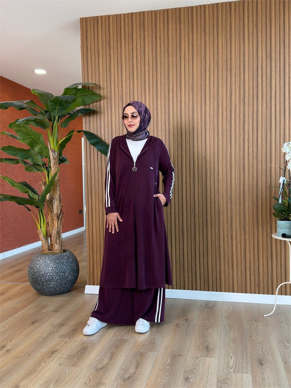 Nora Şerit Detay Takım-Mürdüm