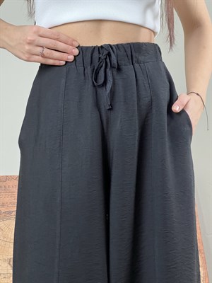 Qashmir Kadın Keten Şalvar Pantolon - Siyah