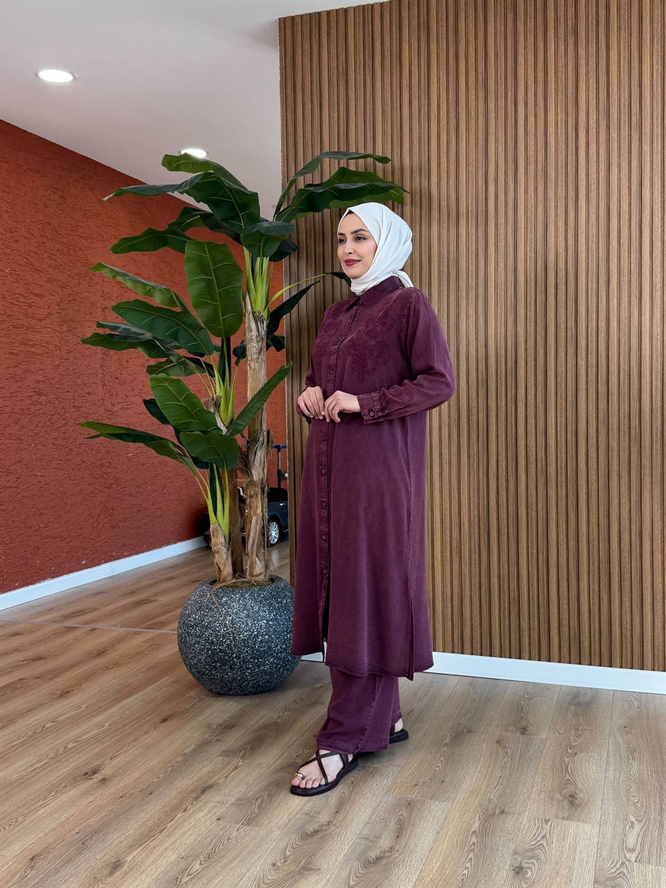Reyyan Pamuk Tensel Takım - Mürdüm