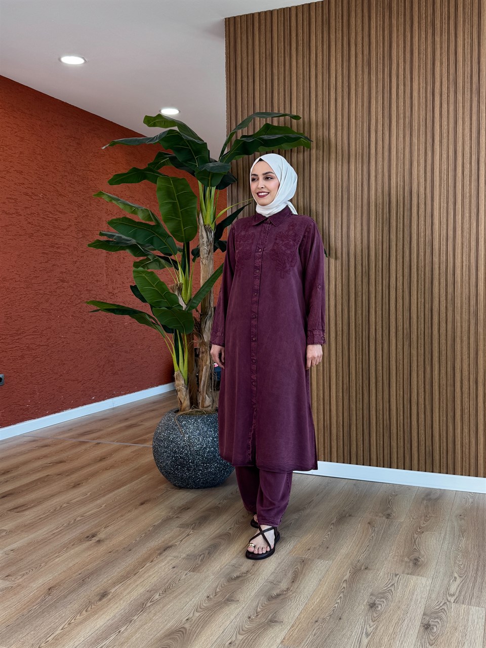 Reyyan Pamuk Tensel Takım - Mürdüm